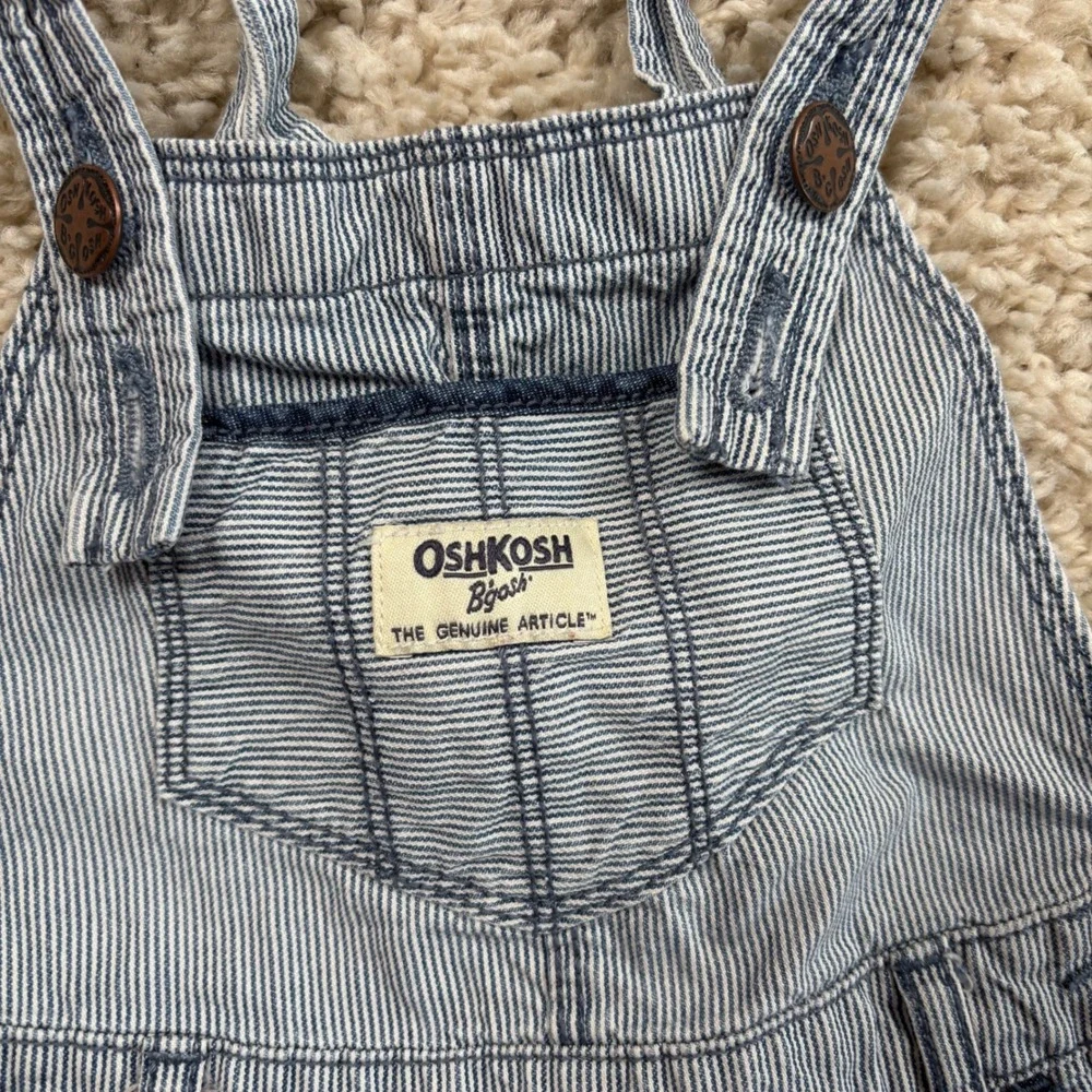 OshKosh B'gosh Overalls Toddler 3T Blue Hickory Stripe Excellent Vestbak‎ Denim